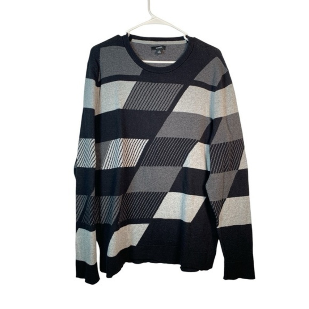 Alfani Gray Black Abstract Knit Sweater Size XL EUC #DS-3196